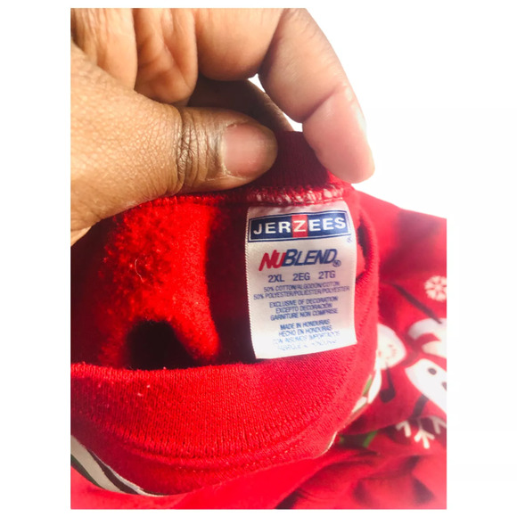 Jerzees Womens Christmas Snowman Christmas Holiday Pullover Sweater Red 2XL - Picture 3 of 5